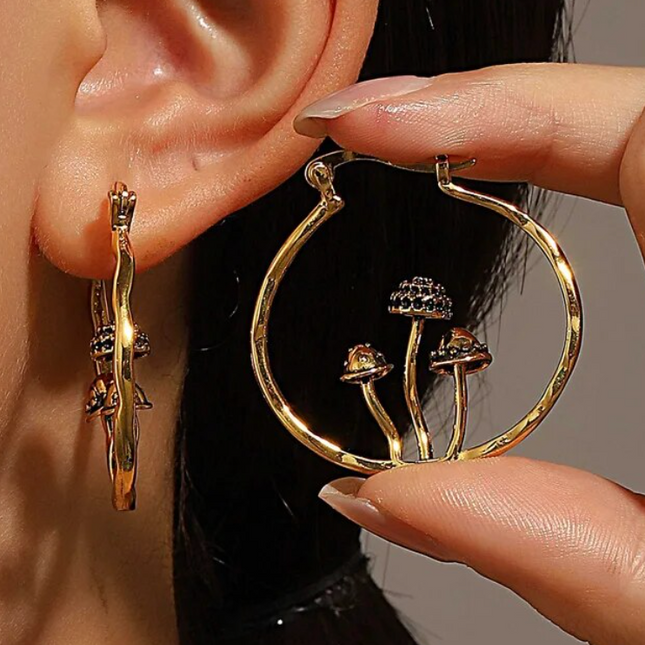 Mushroom Hoop Earrings