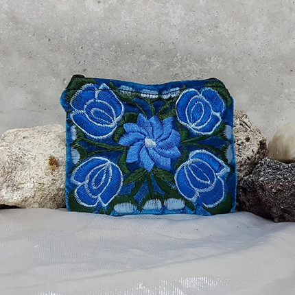 Embroidered Floral Velvet Coin Purse