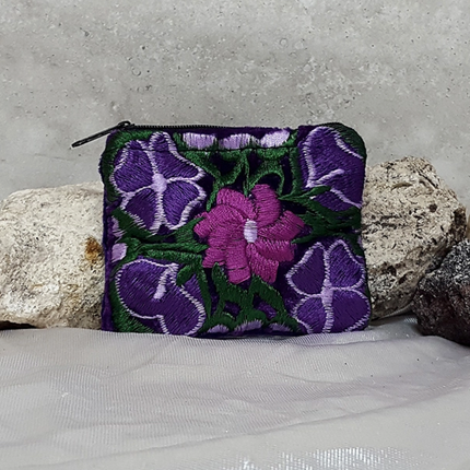 Embroidered Floral Velvet Coin Purse