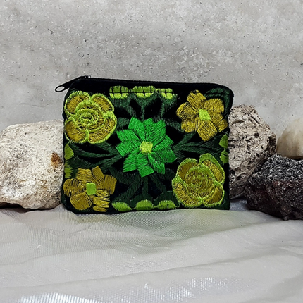 Embroidered Floral Velvet Coin Purse