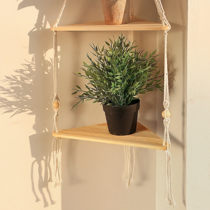 Double Corner Floating Macrame Shelves