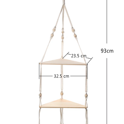 Double Corner Floating Macrame Shelves