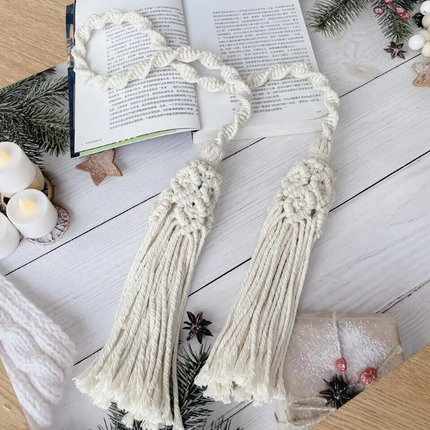 Handwoven Macrame Curtain Tie Backs with Cotton Rope Tassels