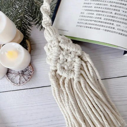 Handwoven Macrame Curtain Tie Backs with Cotton Rope Tassels